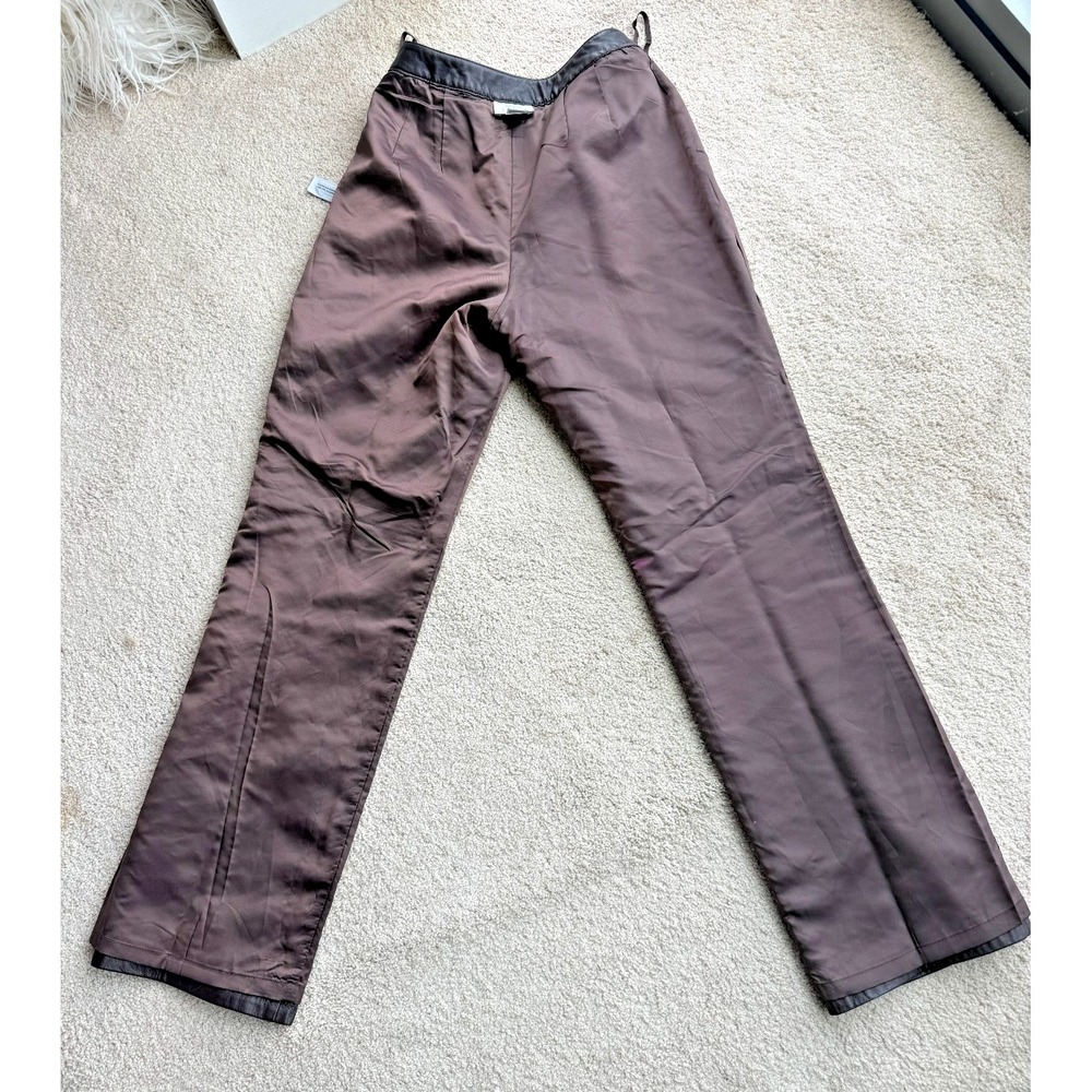 Vintage Y2K Brown Leather Pants Womens 6 Straight Leg Minimalist Fall - Picture 4 of 11